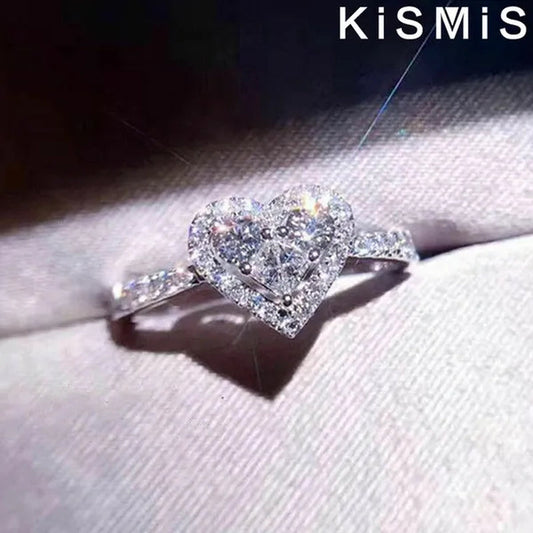 Silver Heart Shaped Gemstone Diamond Ring Sapphire Wedding Rings for Women Fashion Stonego Jewelry Accessories - WORLD TIME VISITS
