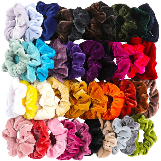 40 Pcs Hair Scrunchies Velvet Elastic Hair Bands Scrunchy Hair Ties Ropes Scrunchie for Women or Girls Hair Accessories - 40 Assorted Colors - WORLD TIME VISITS