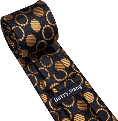 Men'S Tie Set Polka Dot Handkerchief Cufflinks Plaid Fashion Neckties Wedding Business