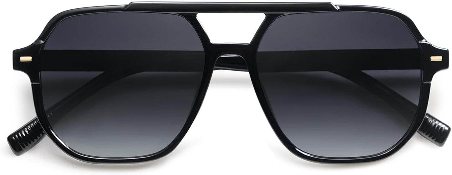 Retro Trendy Aviator Polarized Sunglasses Men Women Vintage 70S Square Stylish Frame Sun Glasses SJ2283