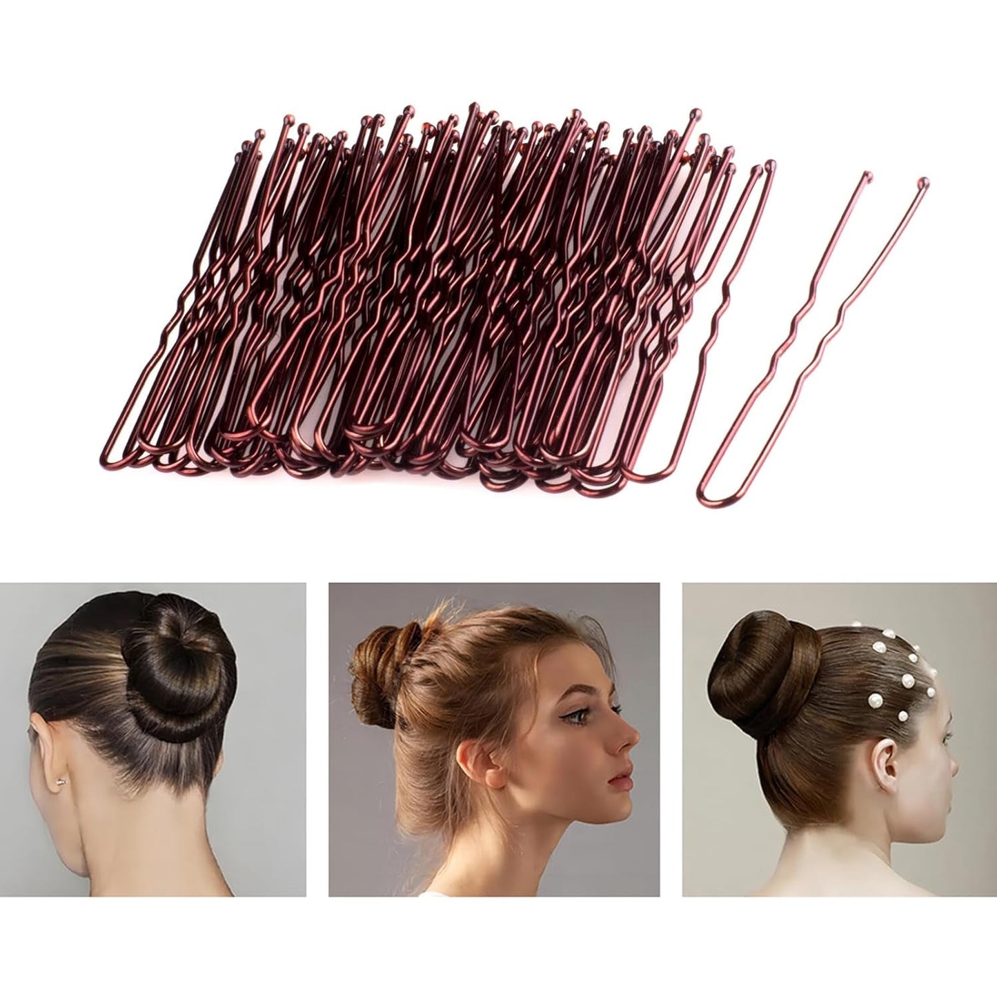 Bobby Pins, 200 PCS U Shaped Brown Hair Pins, 2.4 Inch for Buns & Updos, Non-Slip Hair Pins for Women & Girls, French Twists, Buns & Waved Hairstyles