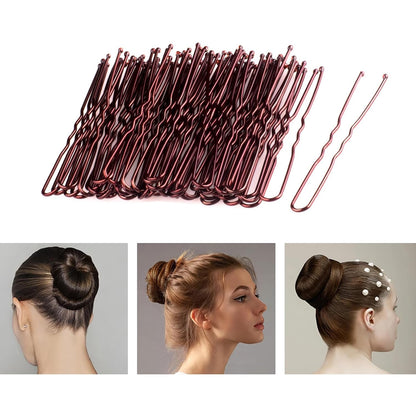 Bobby Pins, 200 PCS U Shaped Brown Hair Pins, 2.4 Inch for Buns & Updos, Non-Slip Hair Pins for Women & Girls, French Twists, Buns & Waved Hairstyles