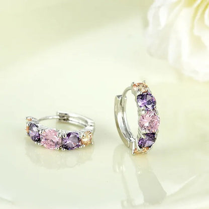 2022 New Exquisite FashionPurple Oval Crystal Earrings Charm Round Amethyst Diamond Hoop Earrings Romantic Valentine's Day Gift Engagement Earrings Wedding Earrings Anniversary Women's Jewelry