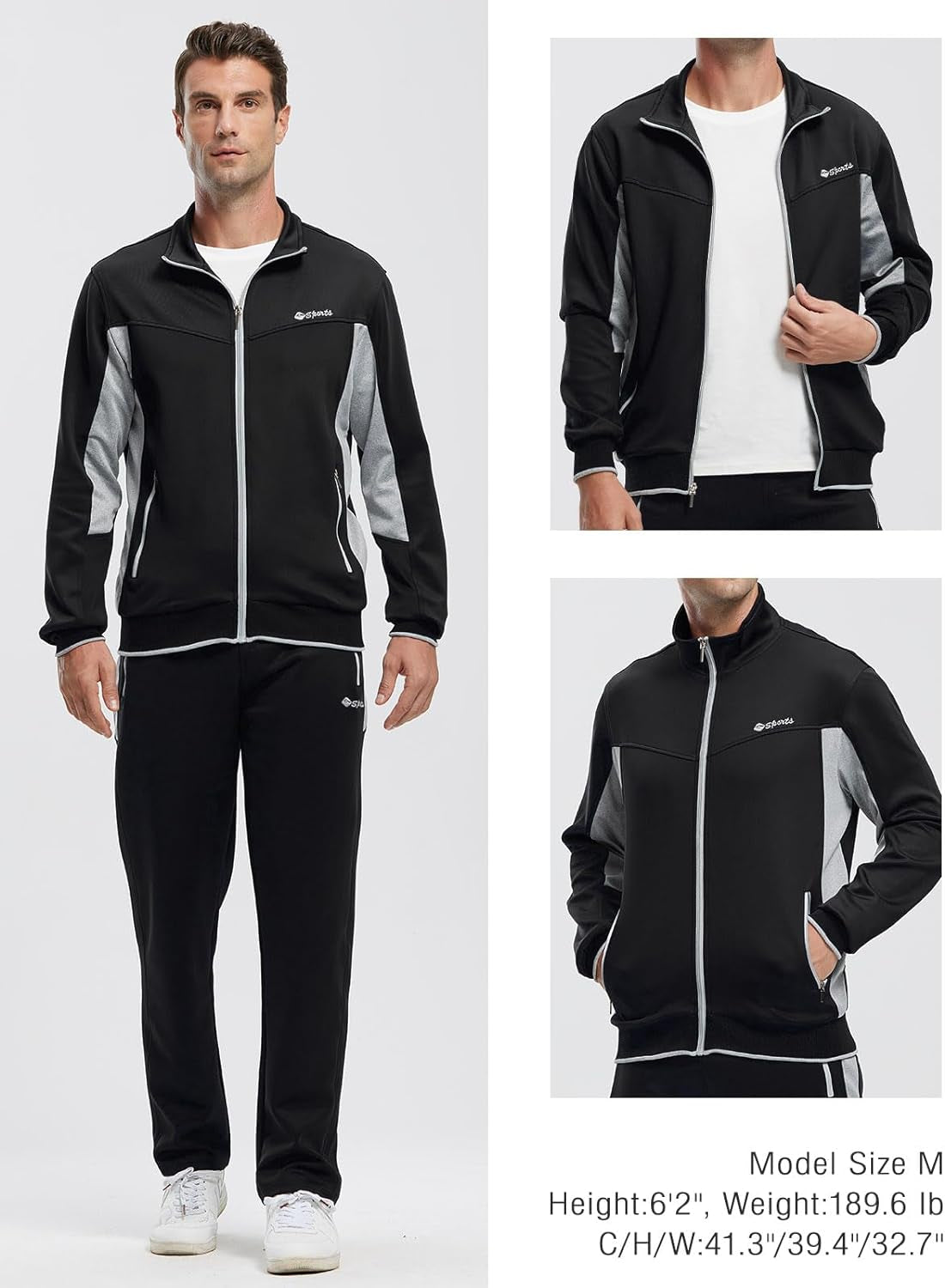 Men'S Tracksuit Sweatsuits 2 Piece Set Athletic Jogging Gym Activewear Sweat Track Suits Sets