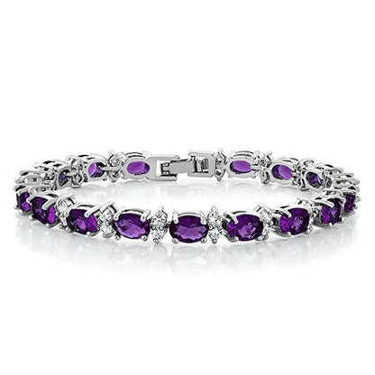 Gem Stone King 925 Sterling Silver Gorgeous Oval and Round Sparkling Cubic Zirconia CZ Tennis Bracelet Jewelry Gift