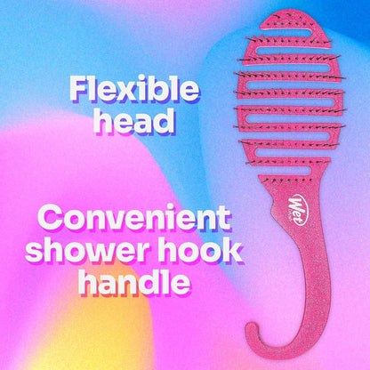 Shower Hair Brush Detangler - Exclusive Ultra-Soft Intelliflex Bristles - Minimizes Pain and Protects against Split Ends and Breakage - Comb for Women, Men, Wet & Dry Hair - Pink Glitter