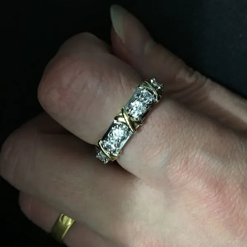 So Sparkling ! 925 Solid Sterling Silver Natural Gemstone White Sapphire Diamond Eternity Stackable Band Ring Wedding Engagement Fine Jewelry