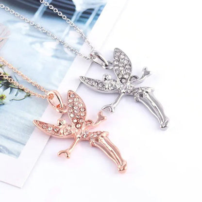 Exquisite Fashion Lovely Dancing Little Angel Pendant Necklace Women'S Zircon Exquisite Necklace Cartoon Jewelry Accessories Birthday Party Anniversary Gift