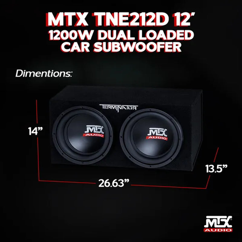 MTX TNP212D2 12" 1200W Dual Loaded Car Subwoofer Audio W/ Sub Box and Amplifier - WORLD TIME VISITS