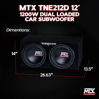 MTX TNP212D2 12" 1200W Dual Loaded Car Subwoofer Audio W/ Sub Box and Amplifier - WORLD TIME VISITS