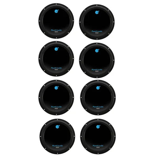 Planet Audio 10" 1500W Dual 4 Ohm Voice Coil Car Audio Power Subwoofer (8 Pack)