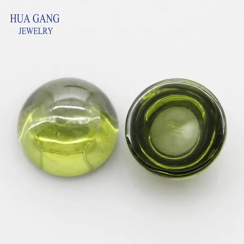 Peridot Cubic Zirconia Stone round Shape Cabochon Cut Flat Back Loose CZ Stone Synthetic Gems for Jewelry 4Mm 6Mm