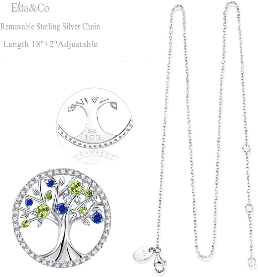Tree of Life Necklace for Her May Birthstones Emerald Necklace for Women Fine Jewelry for Wife Birthday Gifts for Mother Sterling Silver