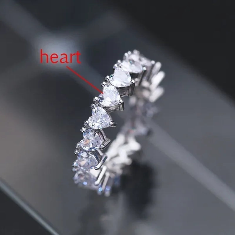 For Beauties! 1PC Pave Setting Square Heart Oval T-Shape Simulated Diamond CZ Eternity Band Engagement Wedding Stone Rings - WORLD TIME VISITS