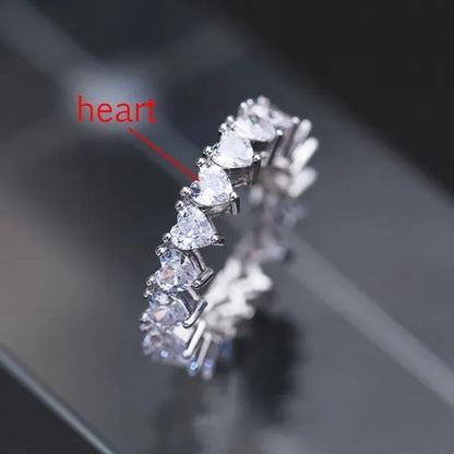 For Beauties! 1PC Pave Setting Square Heart Oval T-Shape Simulated Diamond CZ Eternity Band Engagement Wedding Stone Rings - WORLD TIME VISITS