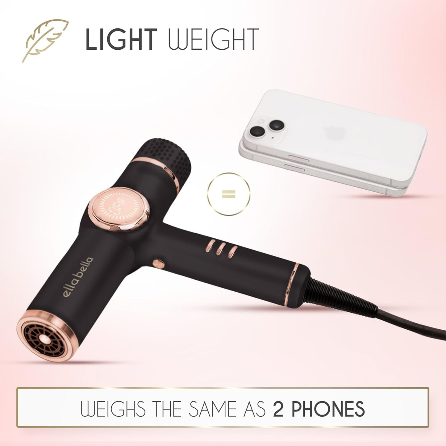 ® Professional Ionic Hair Dryer with Diffuser • Negative Ion Blow Dryer • Suitable All Hair Types • Intelligent Heat Control & Rapid Drying Speeds • Lightweight Design • Low Noise Technology