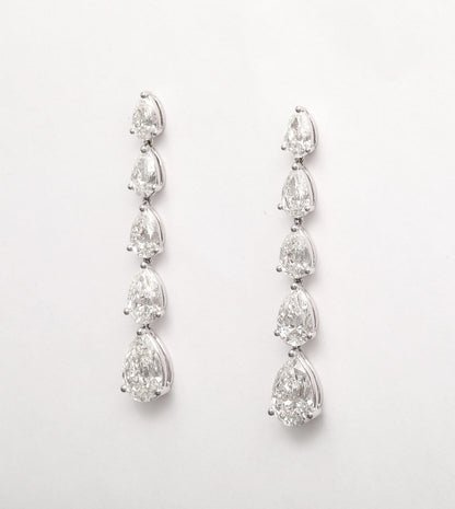Stunning 9.51 Carat Graduated Pear Shaped Diamond Dangle Drop Earrings