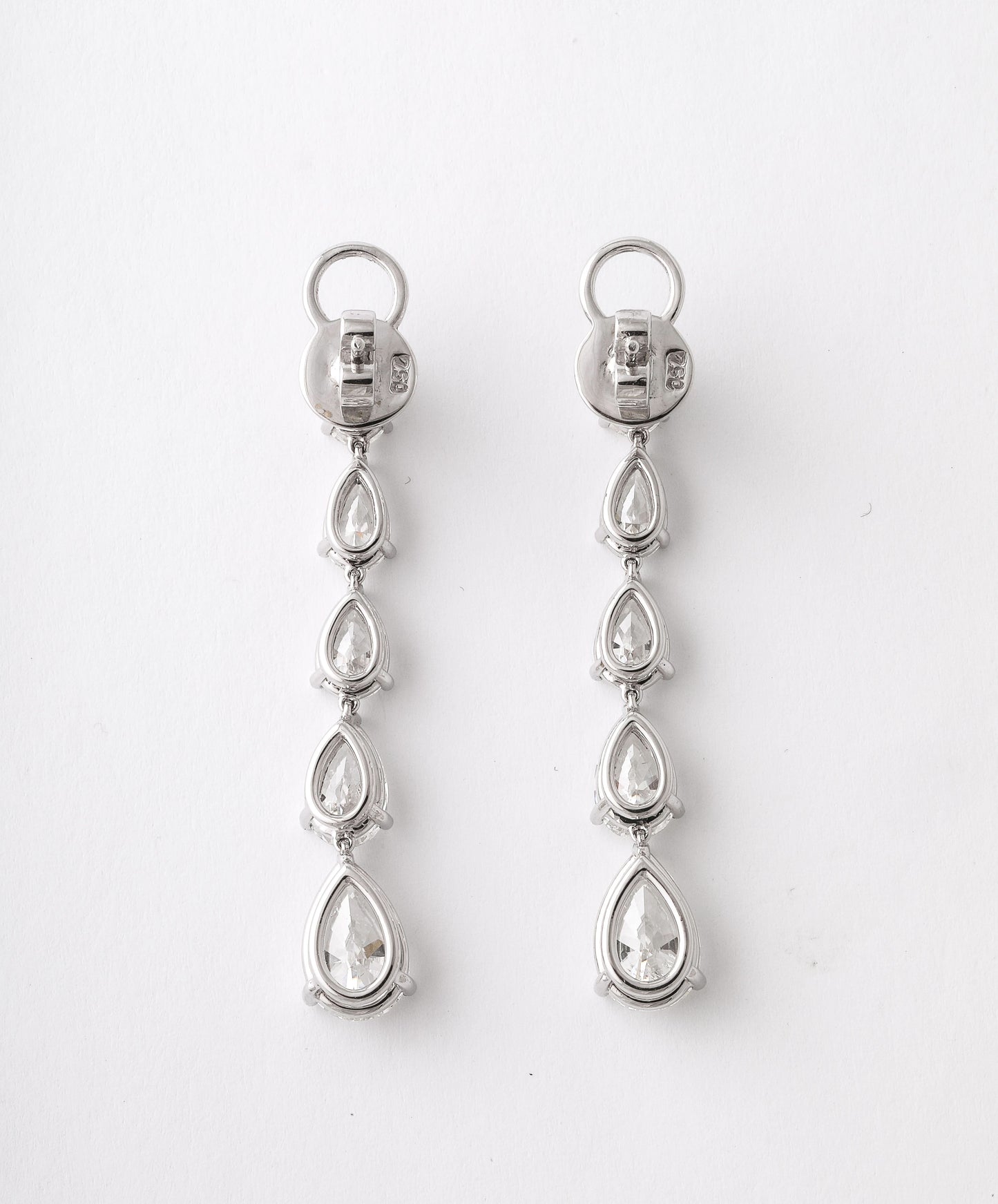 Stunning 9.51 Carat Graduated Pear Shaped Diamond Dangle Drop Earrings