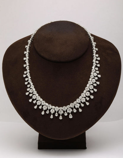 Diamond Scene 45.73ct Multi-Shape Diamond Platinum Choker Statement Necklace