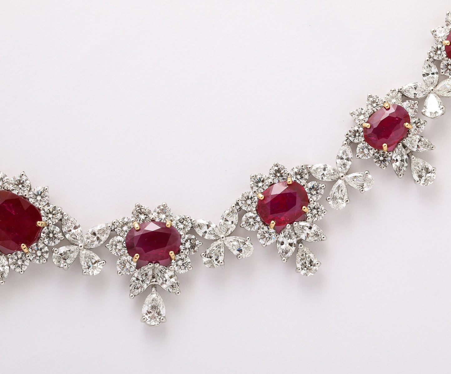 Exquisite 31ct Intense Red Ruby and 48ct Diamond Platinum Choker