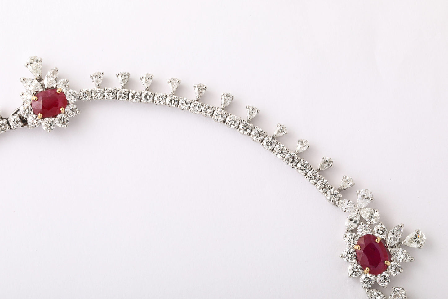 Exquisite 31ct Intense Red Ruby and 48ct Diamond Platinum Choker