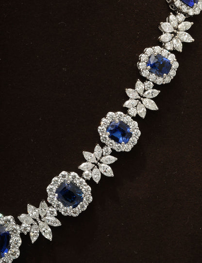 Magnificent Ceylon Sapphire and Diamond Platinum Drop Necklace