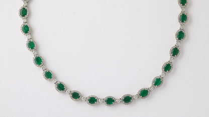 Exquisite 23.45ct Oval Emerald and 18.65ct Diamond 18k Gold Necklace
