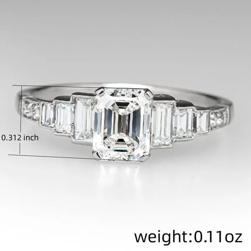 Square 925 Silver Plated Cubic Zirconia Ring Elegant Bridal Engagement Promise Rings Fashion Wedding Jewelry Party Gift