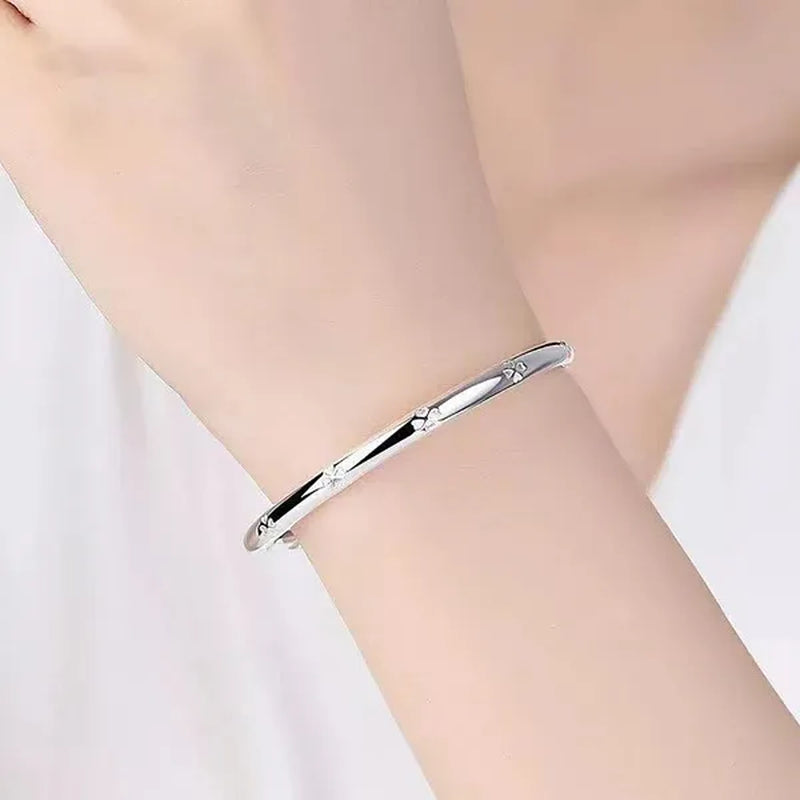 FASHION 925 Sterling Silver Charm Lucky Four-leaf Clover Bracelets Bangles for Women Fashion Party Wedding Jewelry Adjustable Gifts