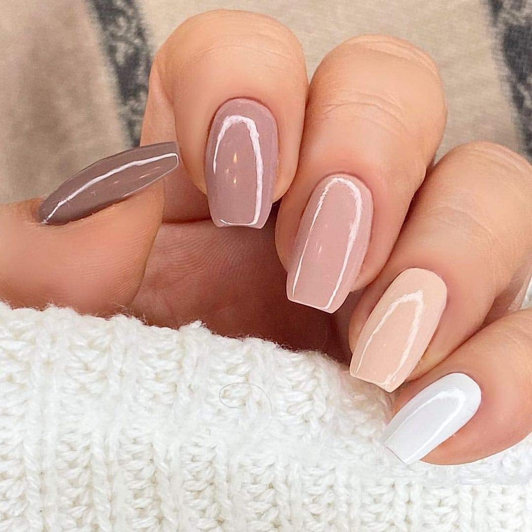 Gel Nail Polish Kit - 6 Colors Classic Nudes Series Natural Skin Tone, Trendy Pigmented Daily Nail Gel Shades Nail Art at All Seasons