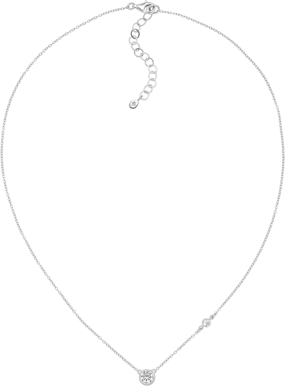 'Marvel' Cubic Zirconia Necklace in Sterling Silver, 16" + 2"