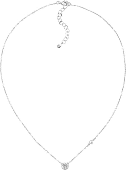 'Marvel' Cubic Zirconia Necklace in Sterling Silver, 16" + 2"