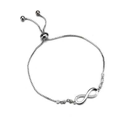 1Pc New Arrival 925 Sterling Silver Charm Bracelet Jewelry  Infinity Eight Crystal Diamond Link Chain Bracelet Ankle Bracelets for Women
