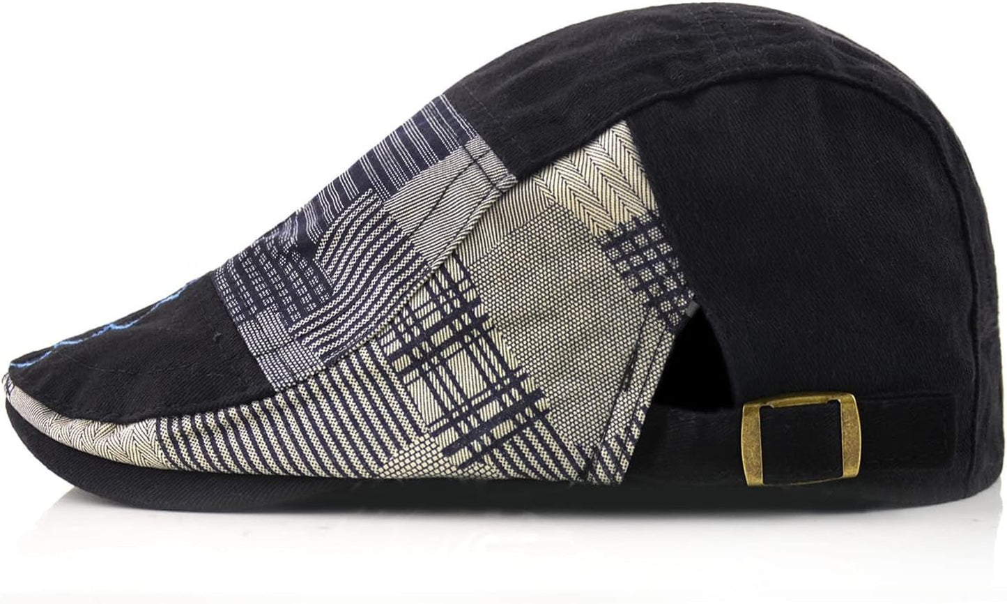 Men'S Beret Hat Cotton Buckle Adjustable Newsboy Hats Cabbie Gatsby Cap