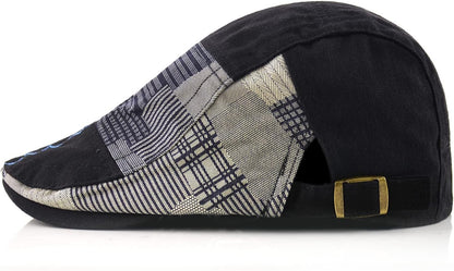 Men'S Beret Hat Cotton Buckle Adjustable Newsboy Hats Cabbie Gatsby Cap