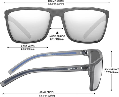 Polarized Sunglasses for Men Lightweight TR90 Frame UV400 Protection Square Sun Glasses