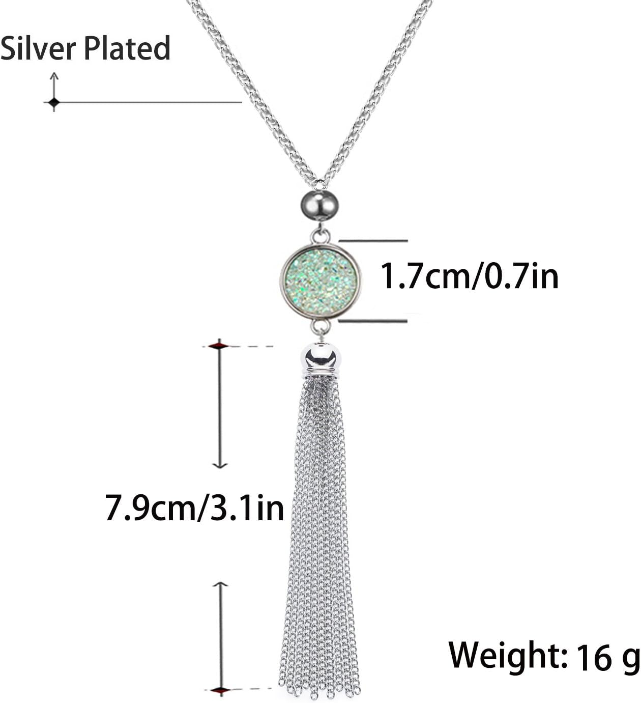 Long Chain Tassel Necklace Pendant Resin Sweater Chain Bohemian Style for Women, Change Color