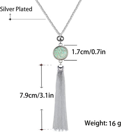 Long Chain Tassel Necklace Pendant Resin Sweater Chain Bohemian Style for Women, Change Color