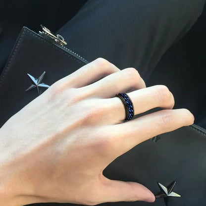 Fashion Punk Stainless Steel 8mm Rings for Men Chain Rings Biker Grooved Edge, Size 6-12