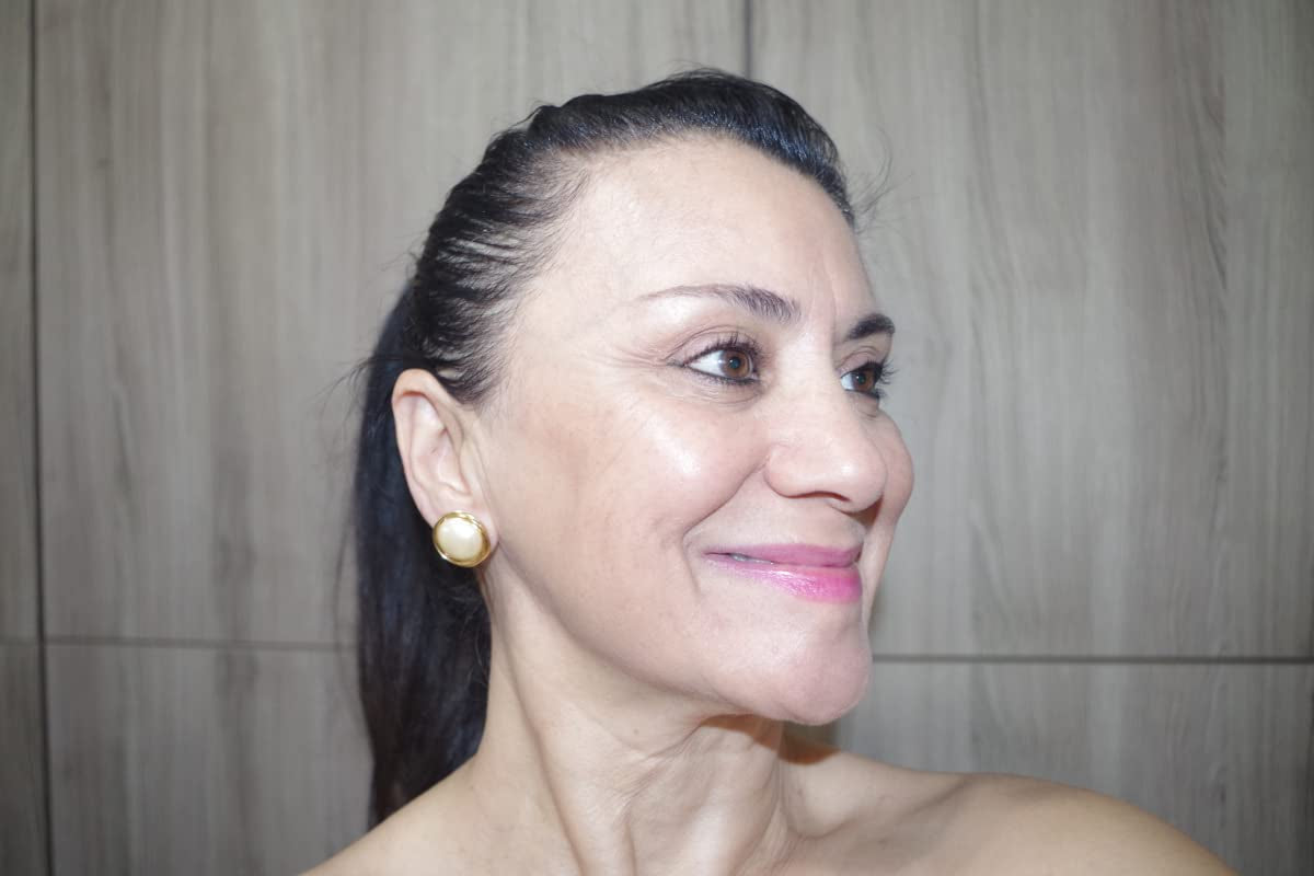 In Memory of Ruth Bader RBG Majorca Golden Pearl round Dome 19 MM Stud Earrings 14K Gold Filled Made by Hobe Company - WORLD TIME VISITS