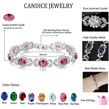 CANDICE 2023 New Summer Design Sterling Silver Plated Blue Crystal Bracelets for Women Fashion Jewelry