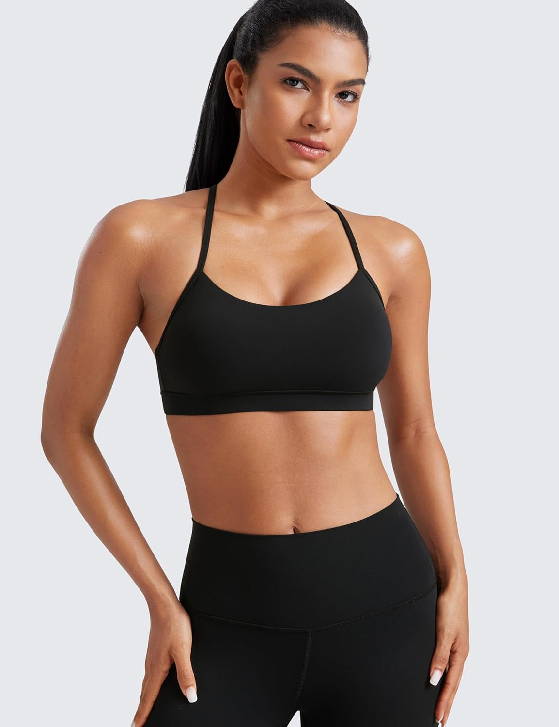 Butterluxe Womens Y Back Sports Bra - Padded Racerback Low Impact Spaghetti Thin Strap Workout Yoga Top - WORLD TIME VISITS