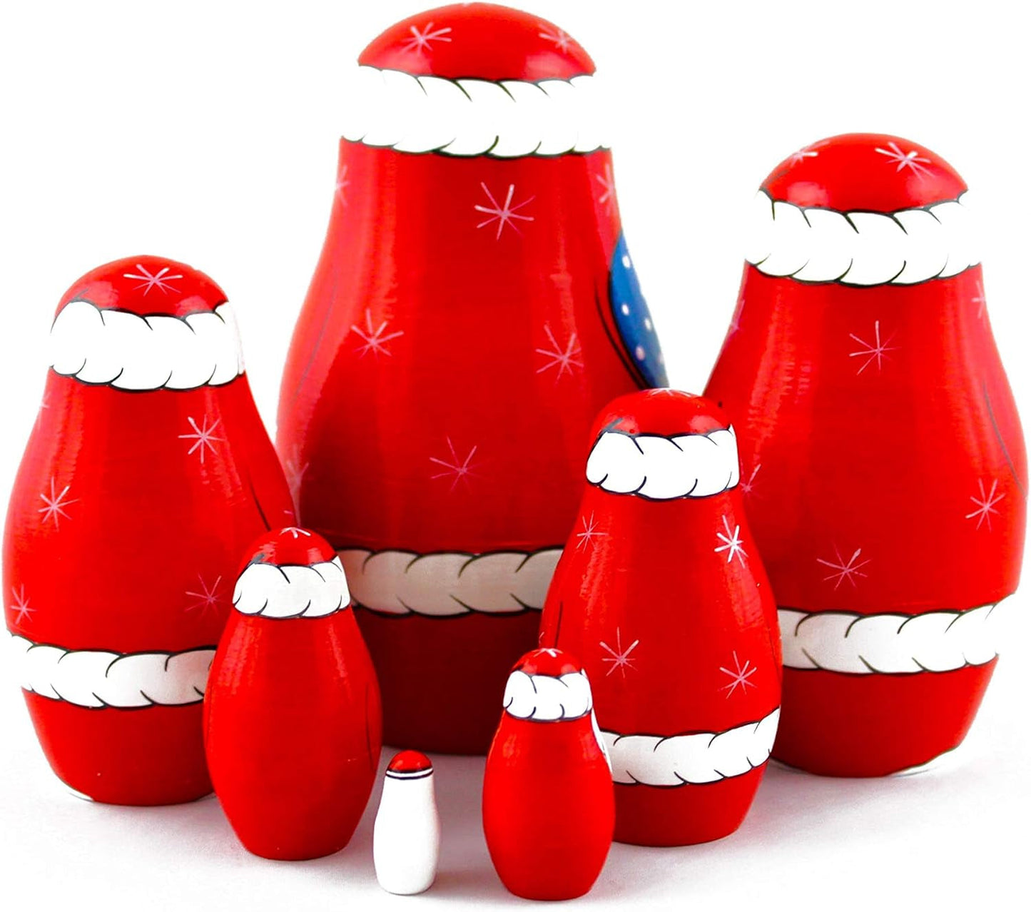 Matryoshkas Russian Nesting Dolls Christmas Santa Claus Set 7 Pcs Unique Stocking Stuffer Ideas