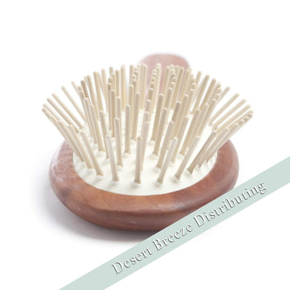 Desert Breeze Natural Wood Bristle Hair Brush, Gentle Scalp Massage, Pear Wood Handle, Made in Germany, for All Hair Types, Rounded Wooden Pins, Anti-Static