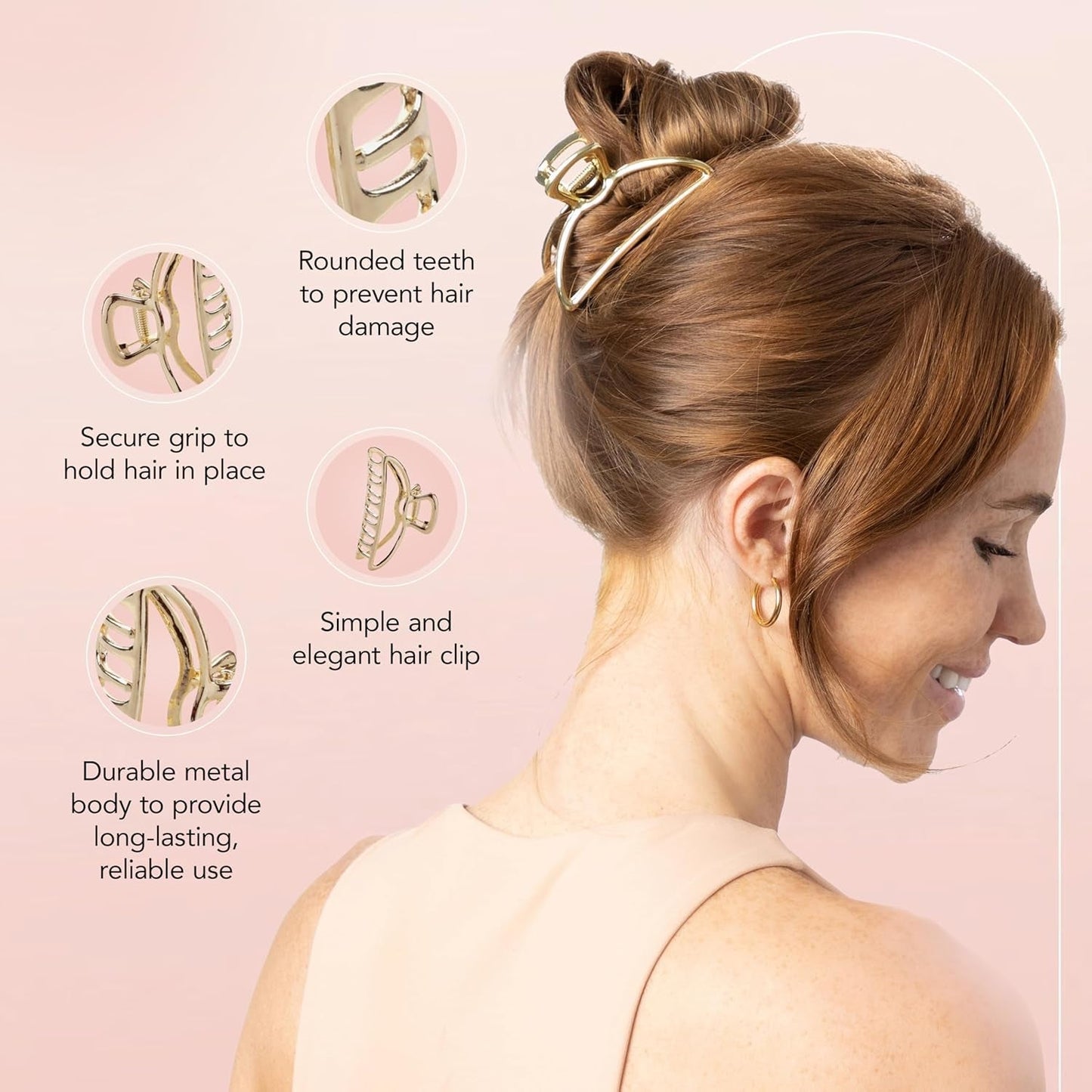 Metal Hair Clips for Women - Durable & Elegant Metal Claw Clips, Perfect for Everyday Use & Special Occasions - Gold, 1 Pc
