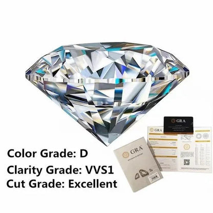 Luxury Moissanite D Color Round Shape VVS1 Excellent Clarity Natual Moissanite With GRA Certificate Report and Card (0.5Carat /1.0 Carat /2.0 Carat /3.0 Carat /4.0 Carat /5.0 Carat)