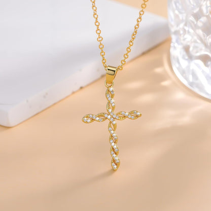 Cross Necklace 14K Gold Cross Necklaces for Women Twisted Cross Infinity Open Loop Pendant Necklace for Womens Religious Jewelry