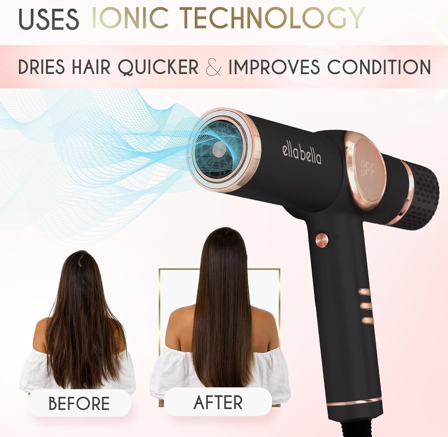 ® Professional Ionic Hair Dryer with Diffuser • Negative Ion Blow Dryer • Suitable All Hair Types • Intelligent Heat Control & Rapid Drying Speeds • Lightweight Design • Low Noise Technology - WORLD TIME VISITS