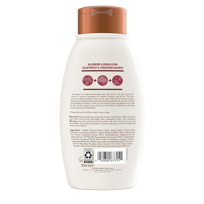 Aveeno Blackberry Quinoa Protein Blend Sulfate-Free Shampoo for Color-Treated Hair Protection, Daily Strengthening & Moisturizing Shampoo, Paraben & Dye-Free, 12 Fl Oz (Packaging May Vary)