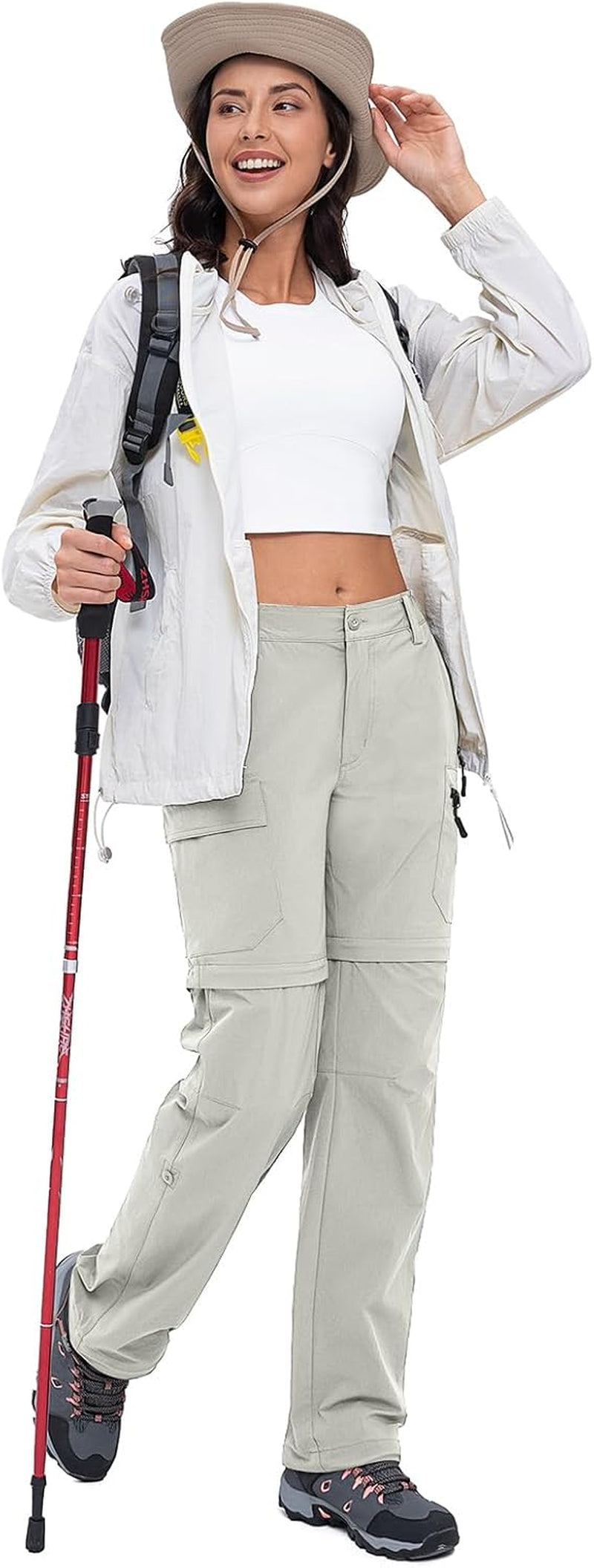 Women'S-Hiking-Pants-Convertible Quick-Dry-Stretch-Lightweight Zip-Off Outdoor Pants with 5 Deep Pockets